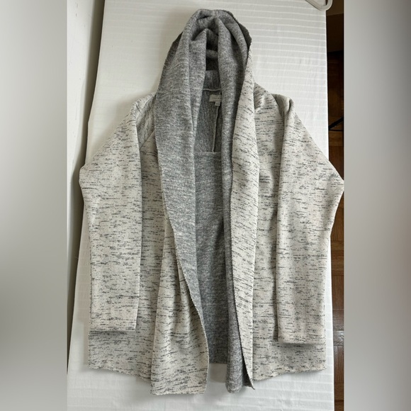 Lucky Brand Cardigan Sweater Fleece Lined Shawl Wrap Collar Chunky Cream Gray XS - Picture 16 of 16
